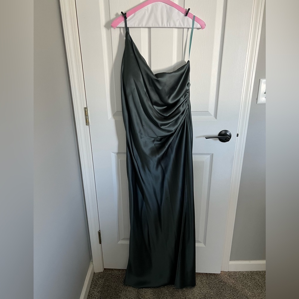 Revelry Jade Satin Bridesmaid Dress